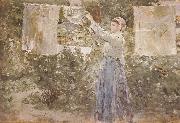 Berthe Morisot The woman Air dress France oil painting artist